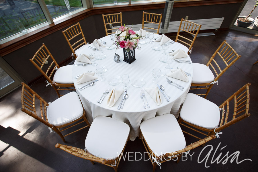 Wedding reception table settings at Springwood